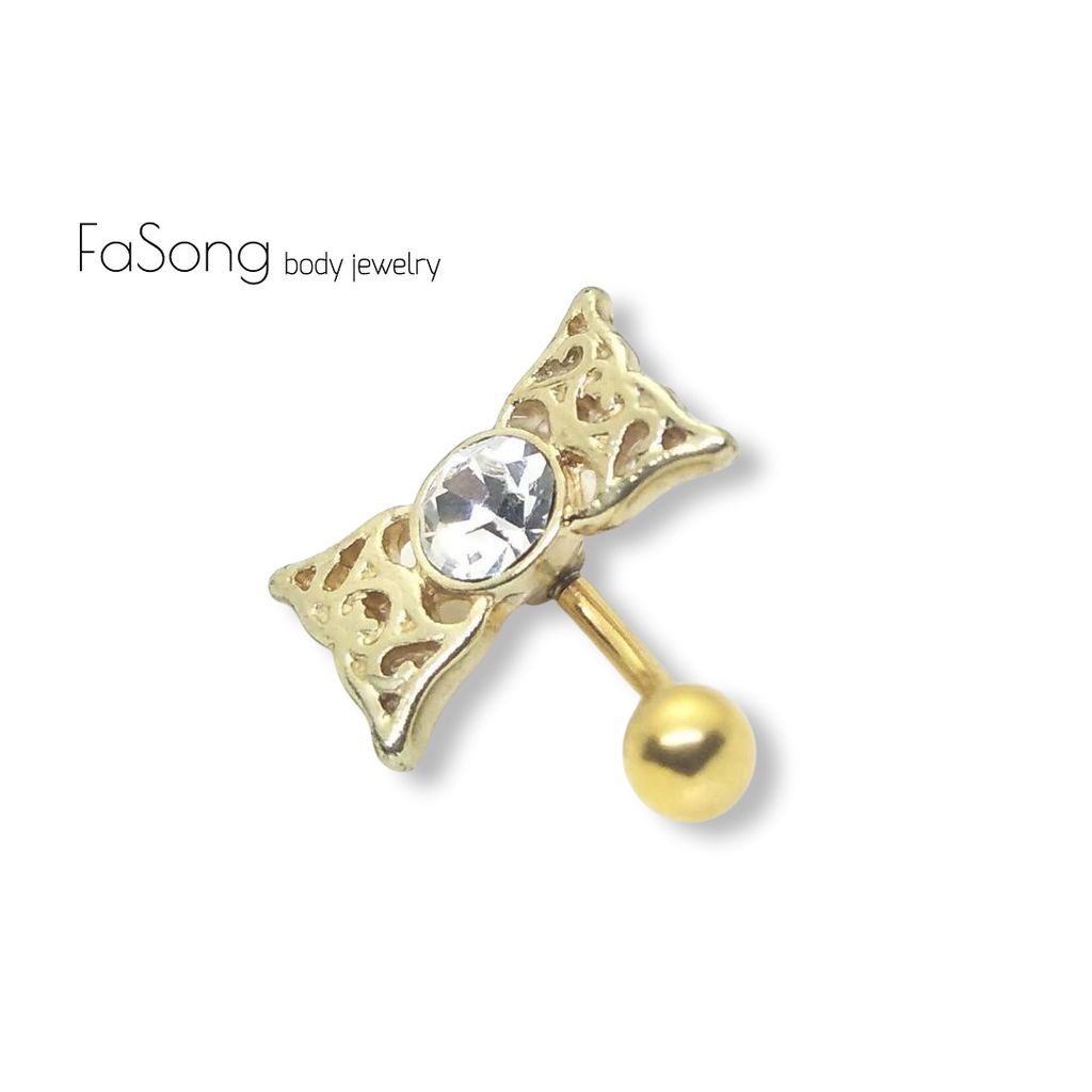 肚臍環-鏤空蝴蝶結