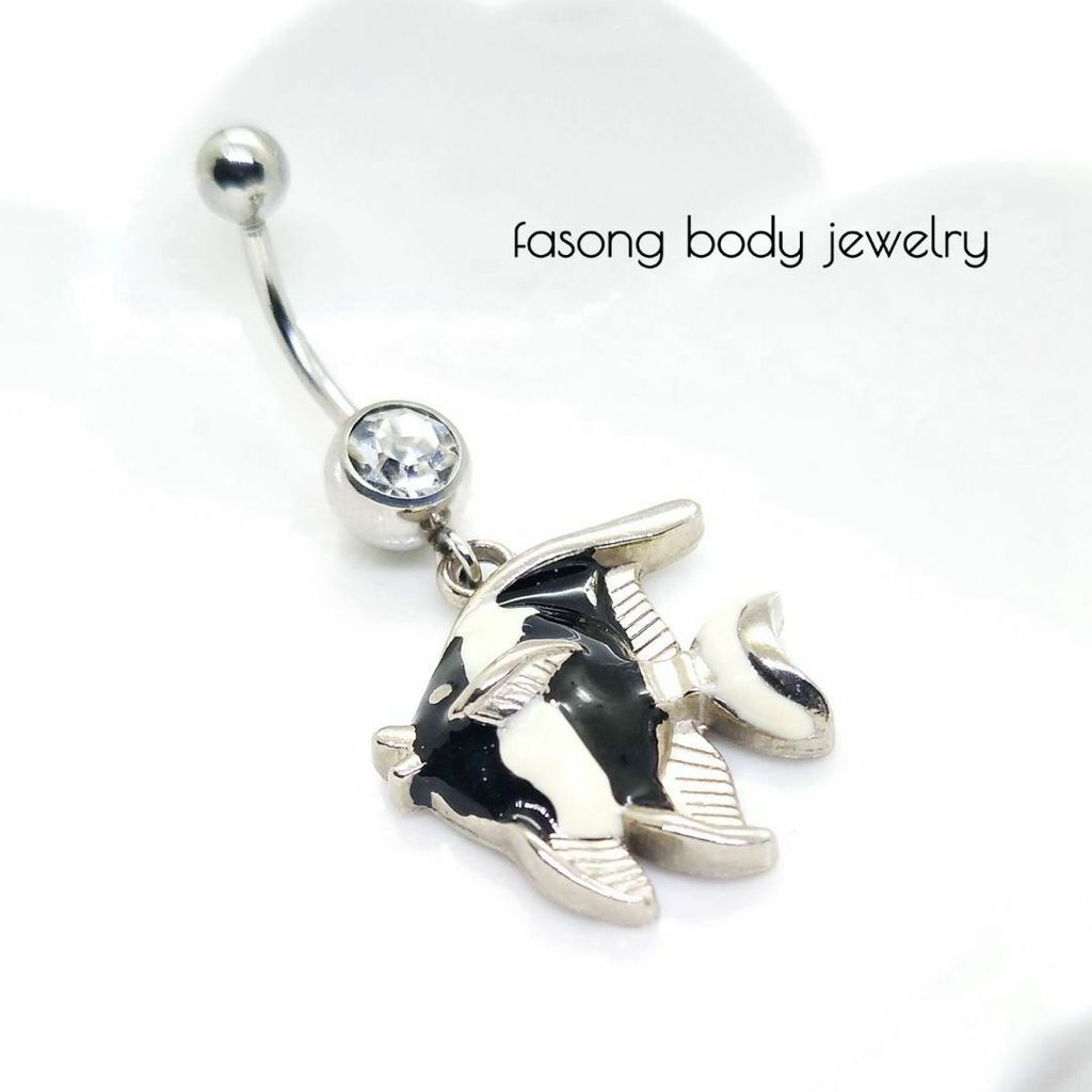 肚臍環 熱帶魚 黑