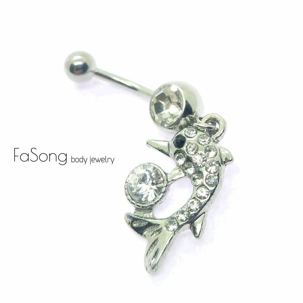 海豚戲球 肚臍環