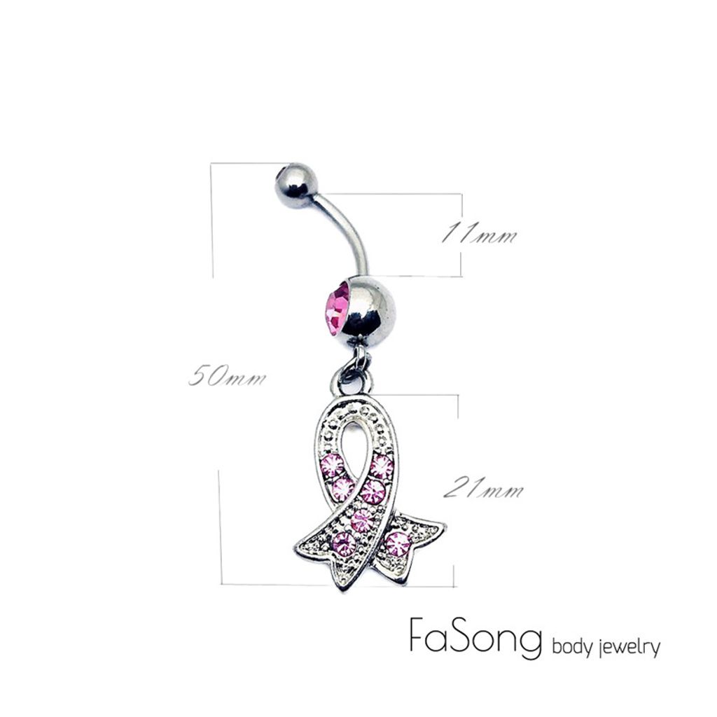 肚臍環 全球防治乳腺癌標誌 尺寸