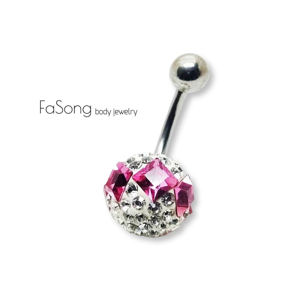 肚臍環 密鑲漂浮球