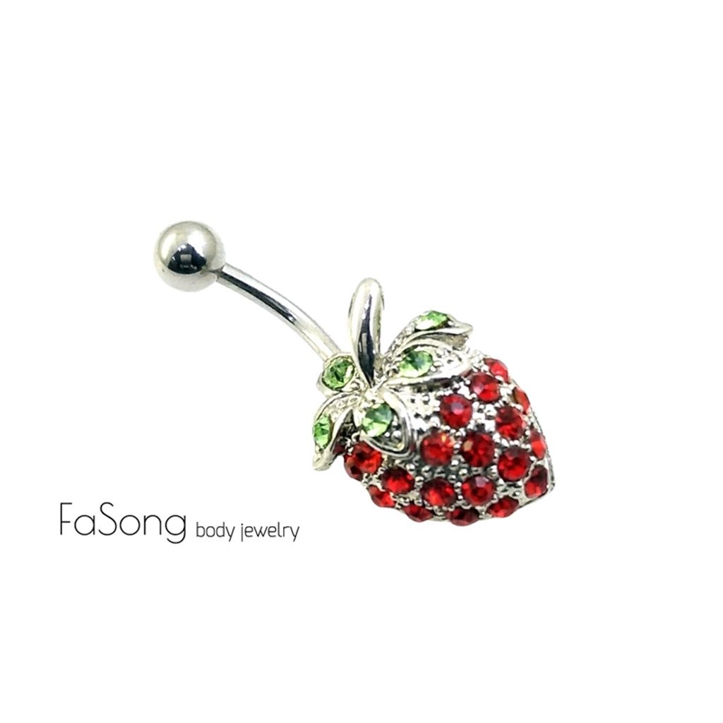 大紅草莓 肚臍環