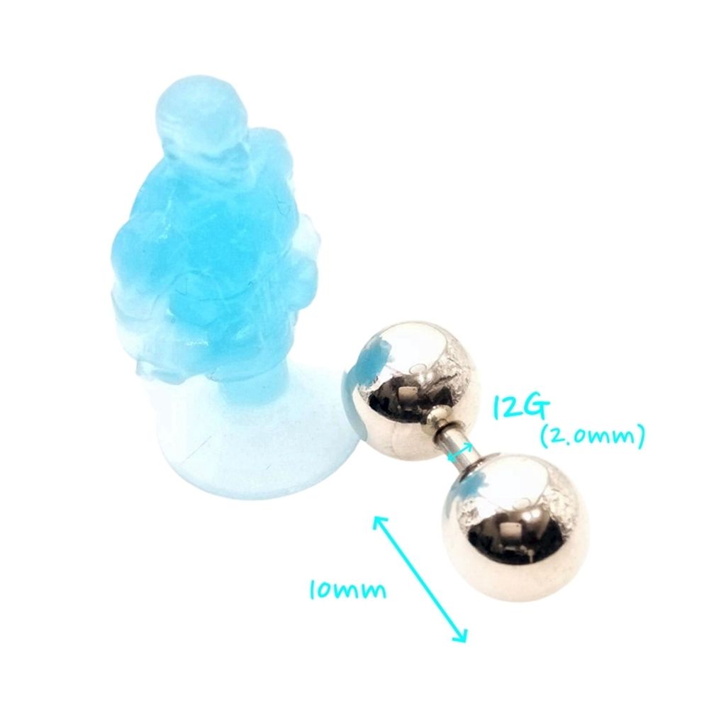 12G超短直槓鈴 鋼珠直徑10mm