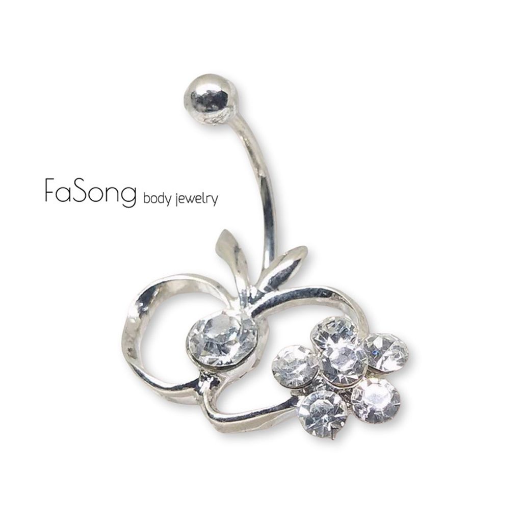 鏤空鋯石蘋果 肚臍環