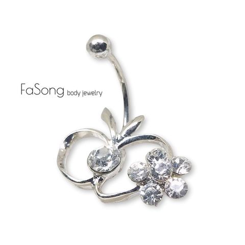 鏤空鋯石蘋果 肚臍環