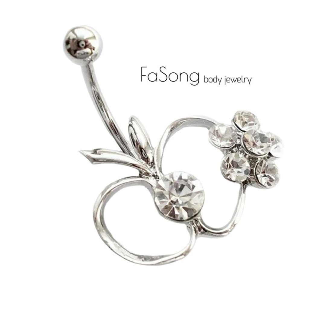 鏤空鋯石蘋果 肚臍環