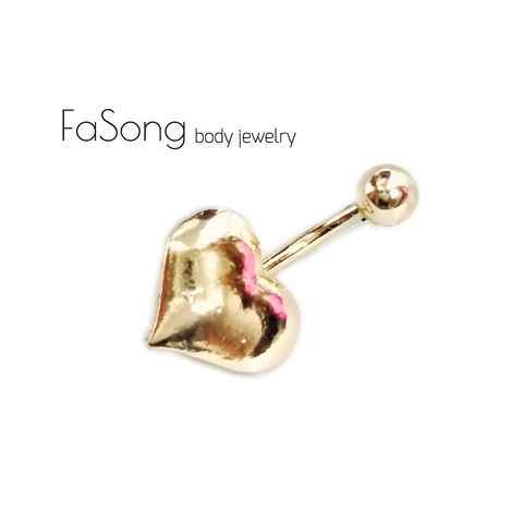 肚臍環 金色愛心光芒