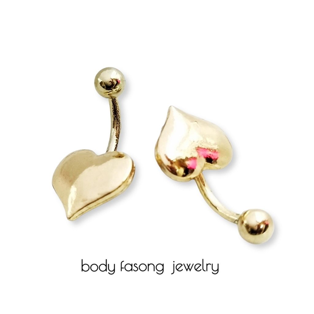 肚臍環 金色愛心光芒