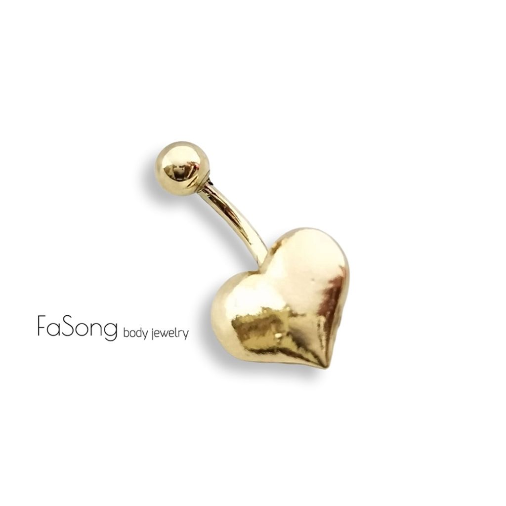 肚臍環 金色愛心光芒