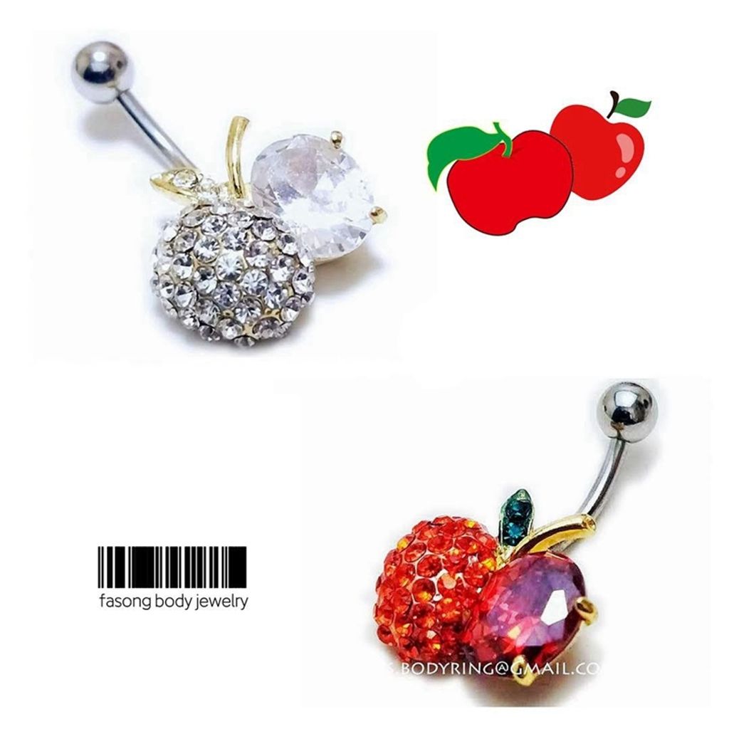 密鑲水晶蘋果 肚臍環