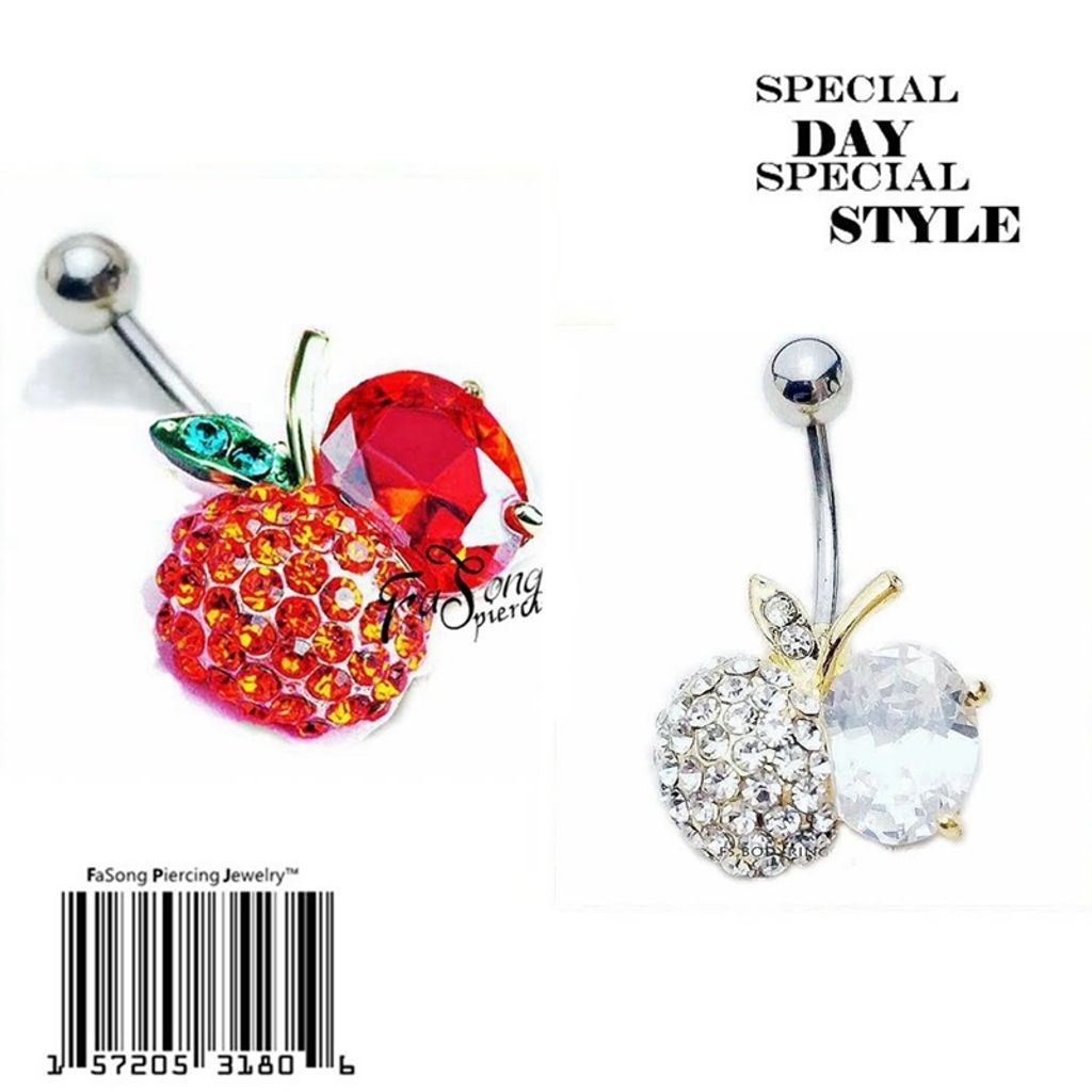 密鑲水晶蘋果 肚臍環