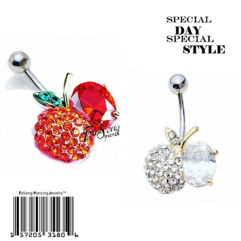 密鑲水晶蘋果 肚臍環
