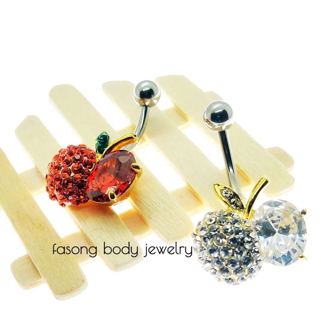 密鑲水晶蘋果 肚臍環