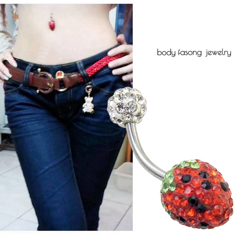 密鑲草莓 肚臍環