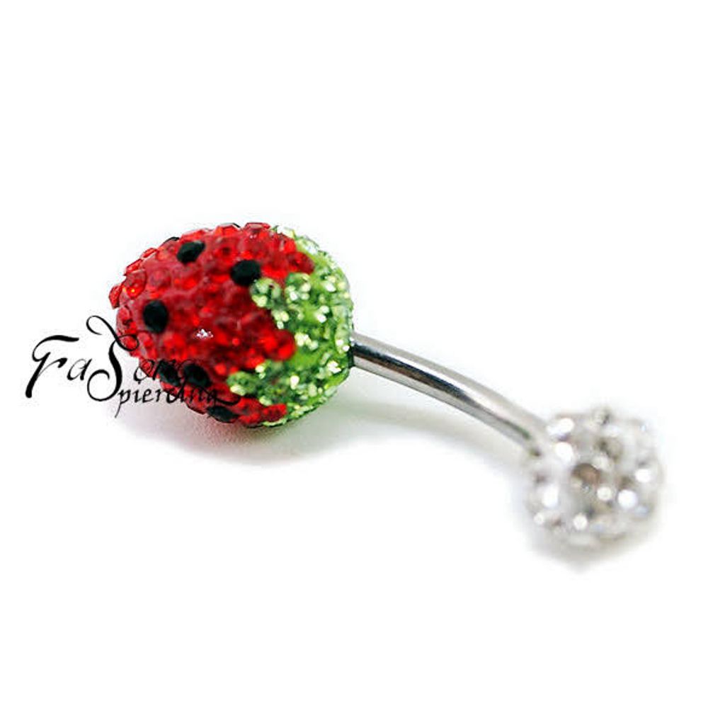 密鑲草莓 肚臍環