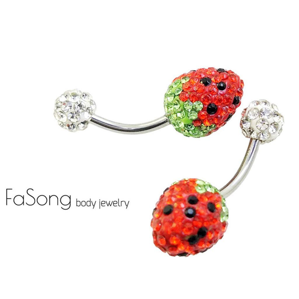 密鑲草莓 肚臍環