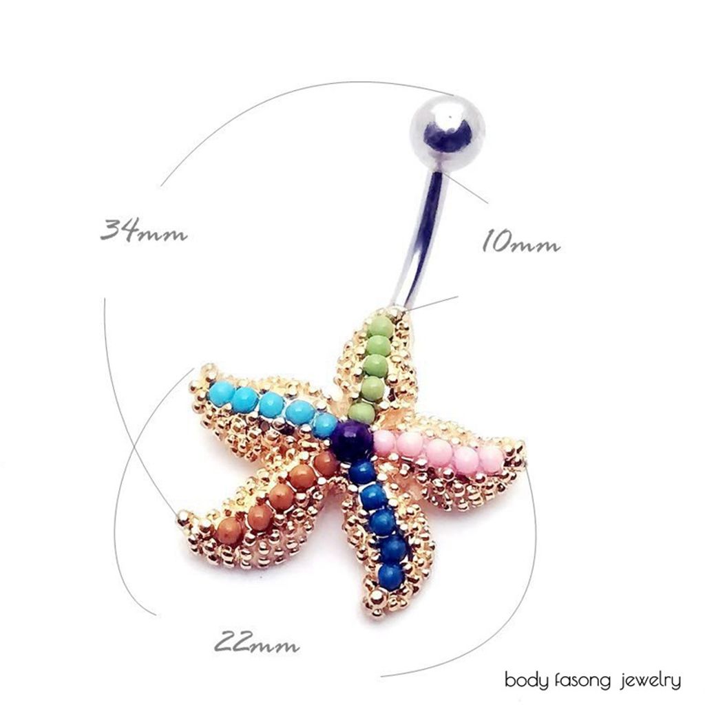 海星 肚臍環-尺寸