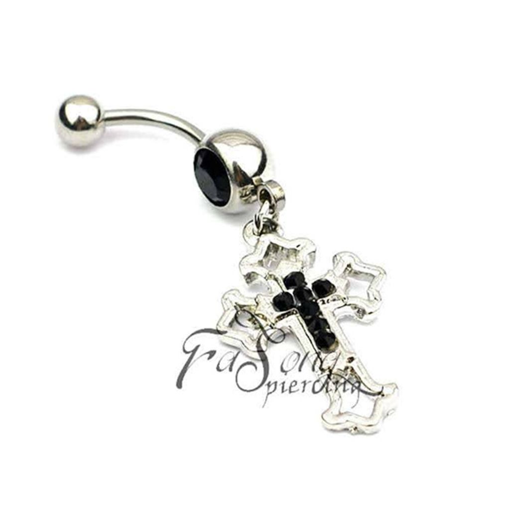 耶利米十字架 肚臍環 黑