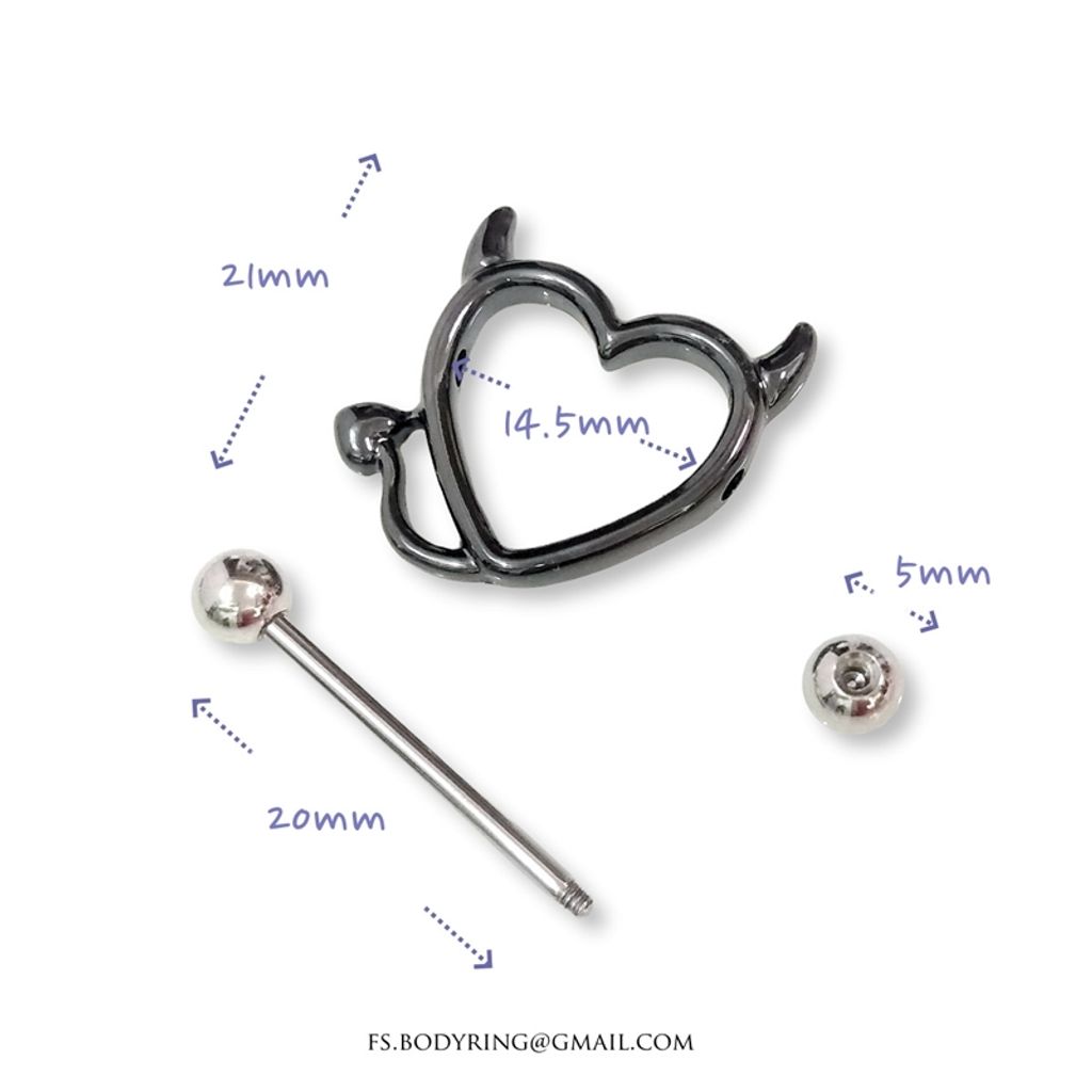 乳環-惡魔之心 尺寸