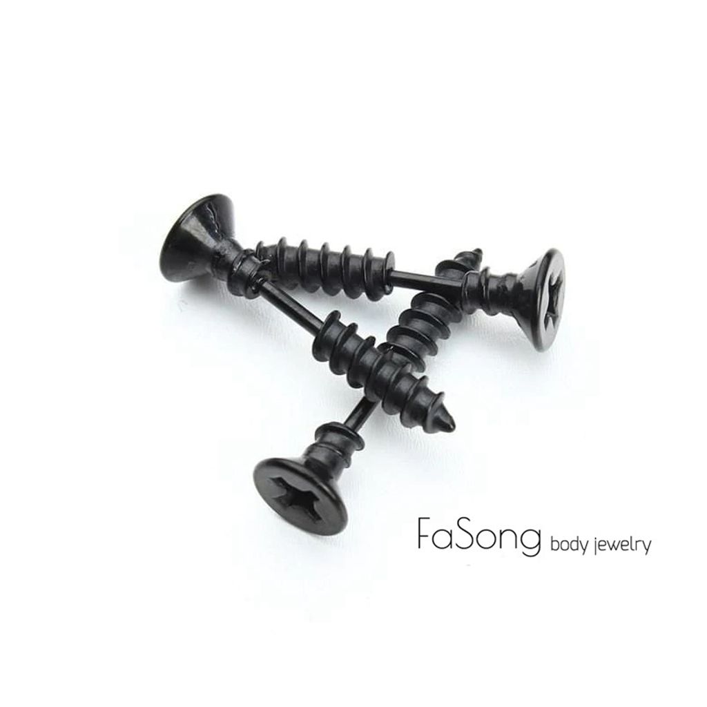 螺絲釘 耳針_黑