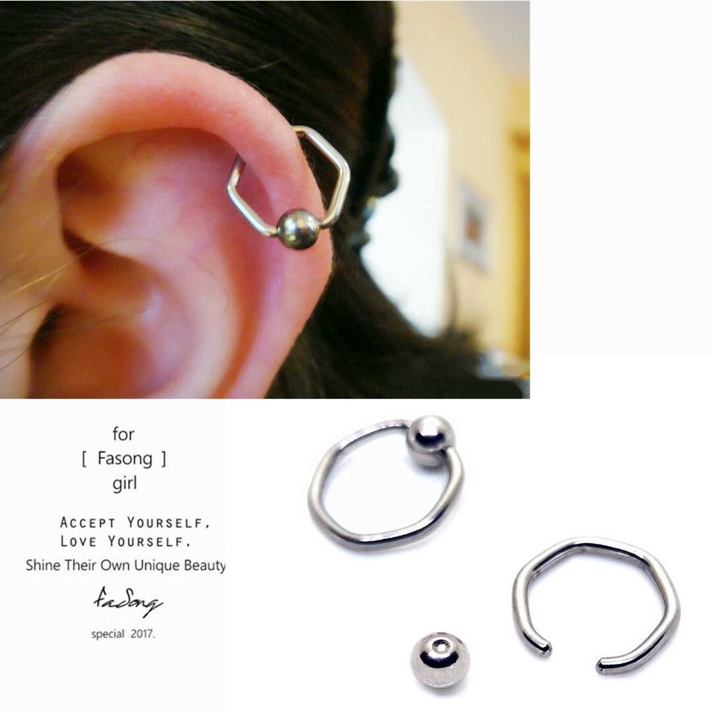 六邊形 軟骨耳環