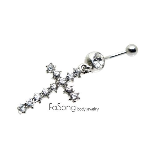 肚臍環 滿鑽十字架