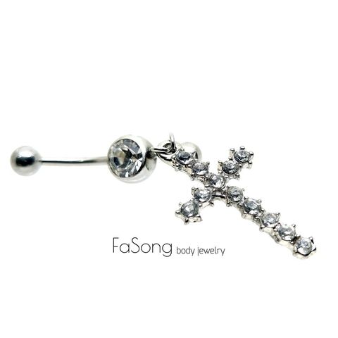 肚臍環 滿鑽十字架