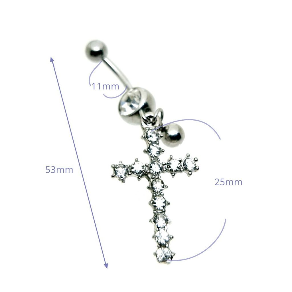肚臍環 滿鑽十字架 尺寸