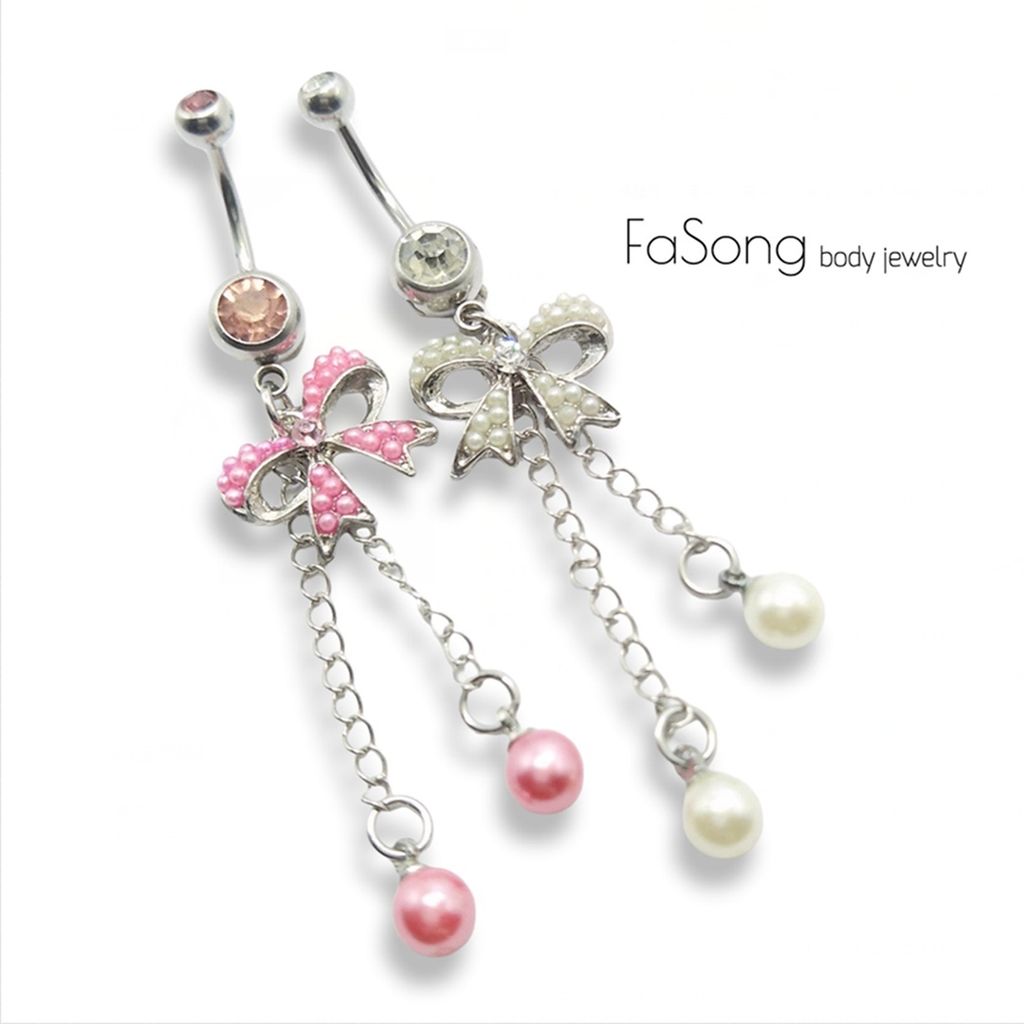 肚臍環 蝴蝶結垂墜