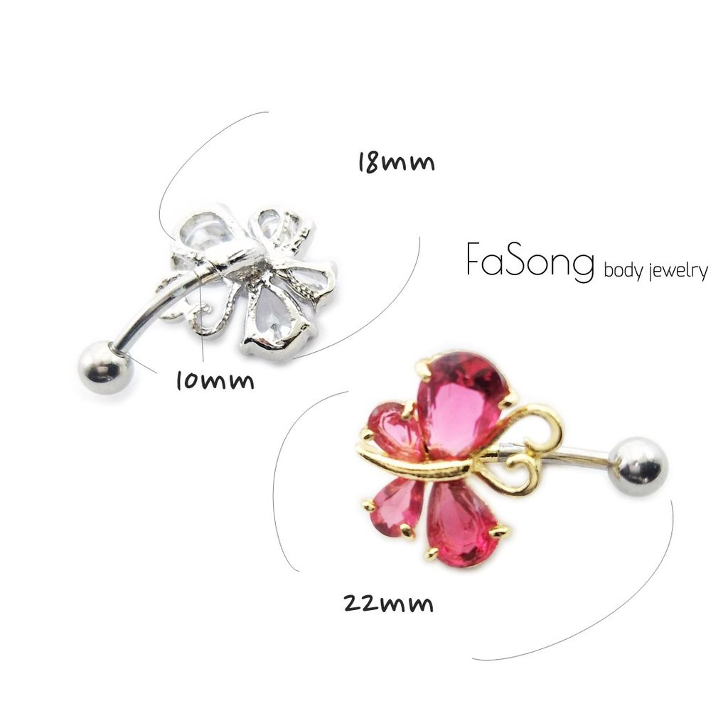 肚臍環-鋯石晶蝶 尺寸