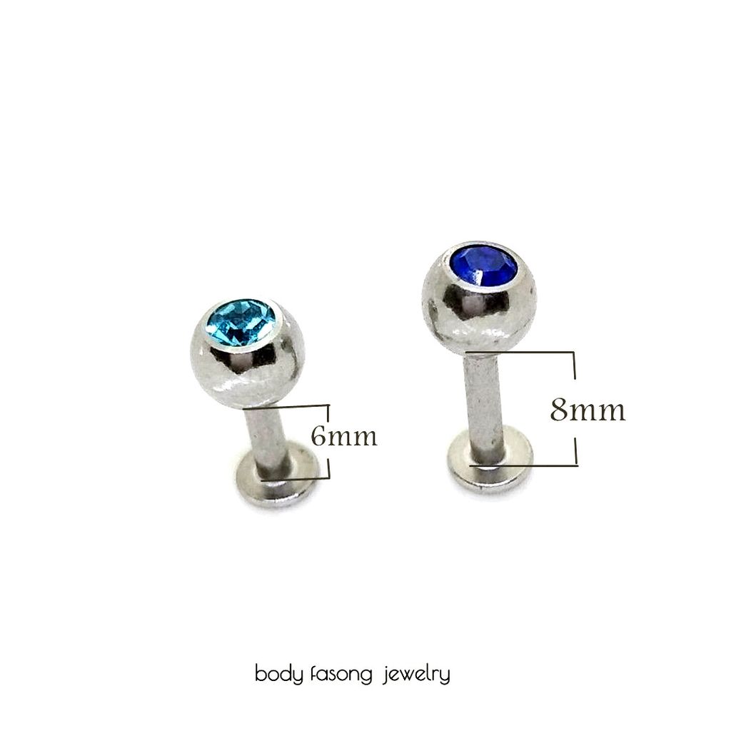 14G鑲鑽平背槓鈴-尺寸