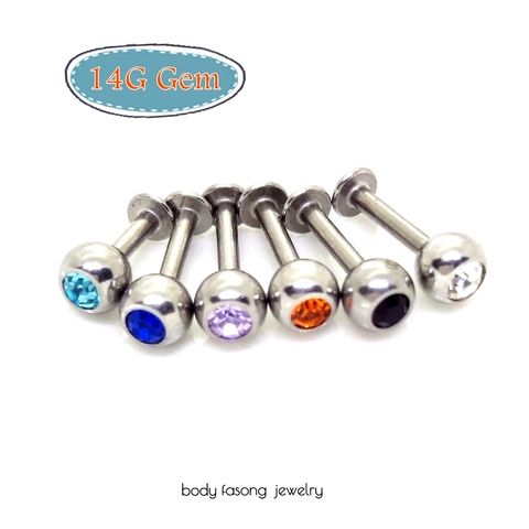 14G鑲鑽平背槓鈴