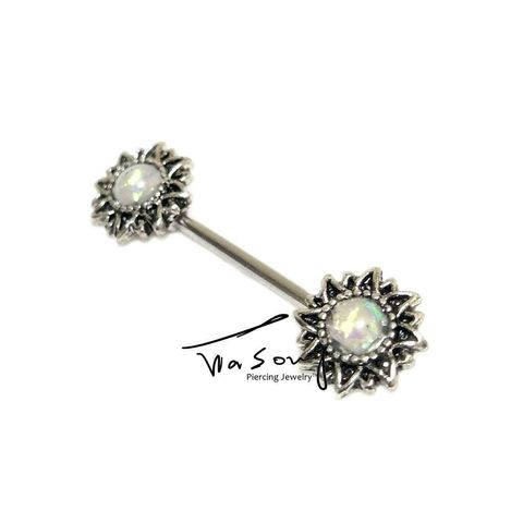 乳環 工業環 14G瑪格麗特蛋白石