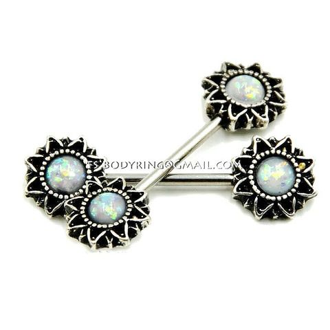 乳環 工業環 14G瑪格麗特蛋白石