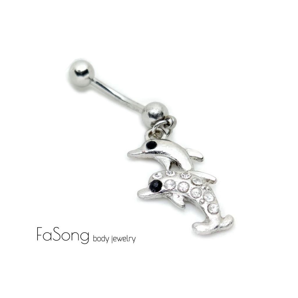 肚臍環 密鑲海豚