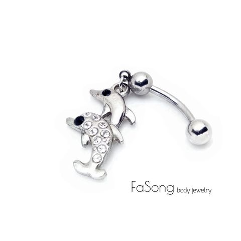 肚臍環 密鑲海豚