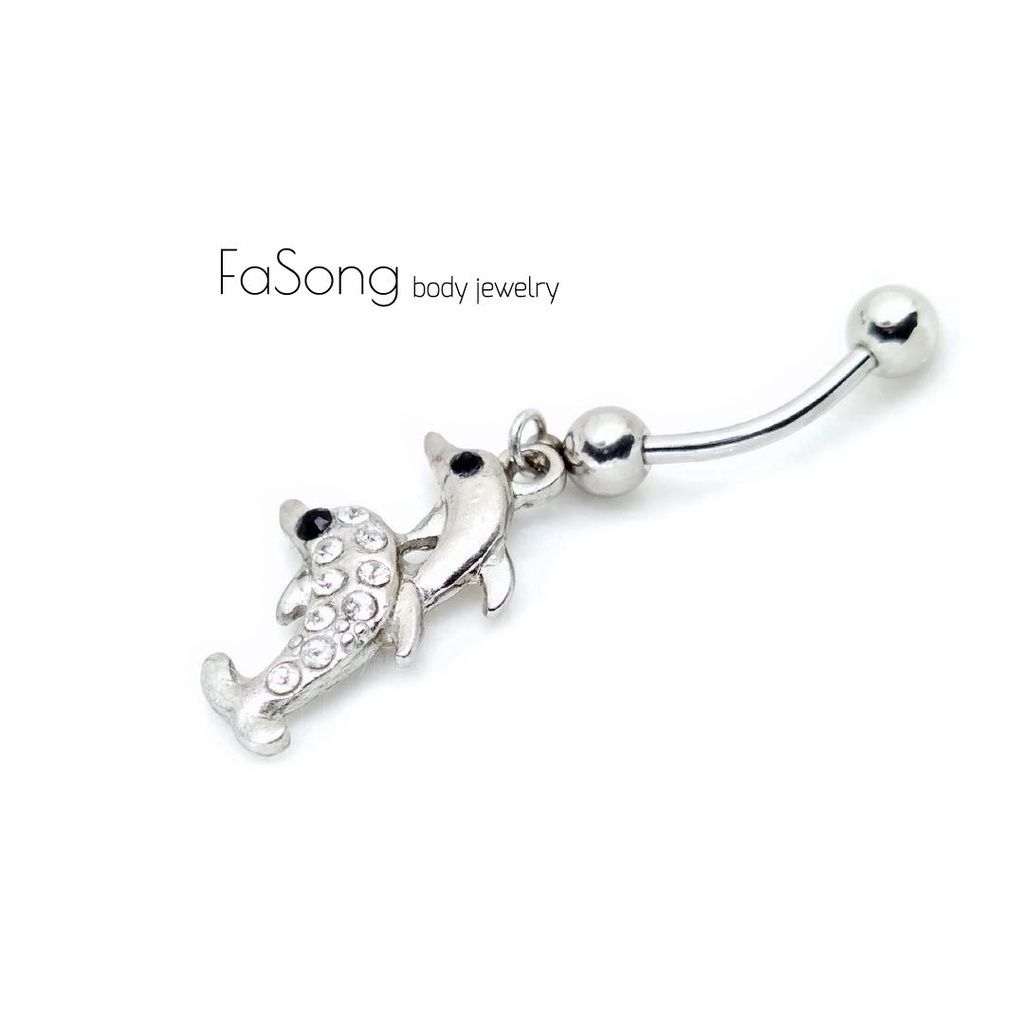 肚臍環 密鑲海豚