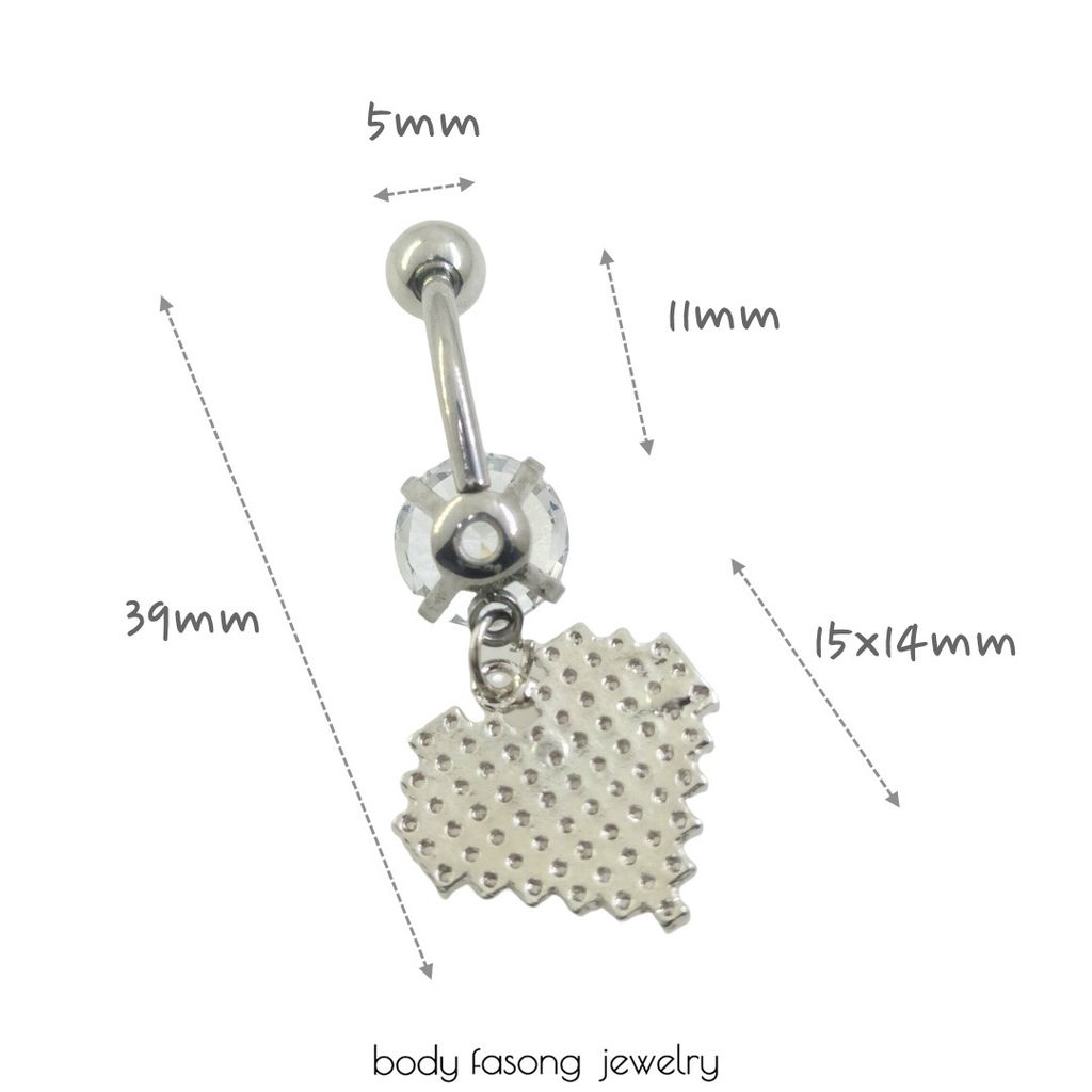 肚臍環 密鑲心鑽  尺寸