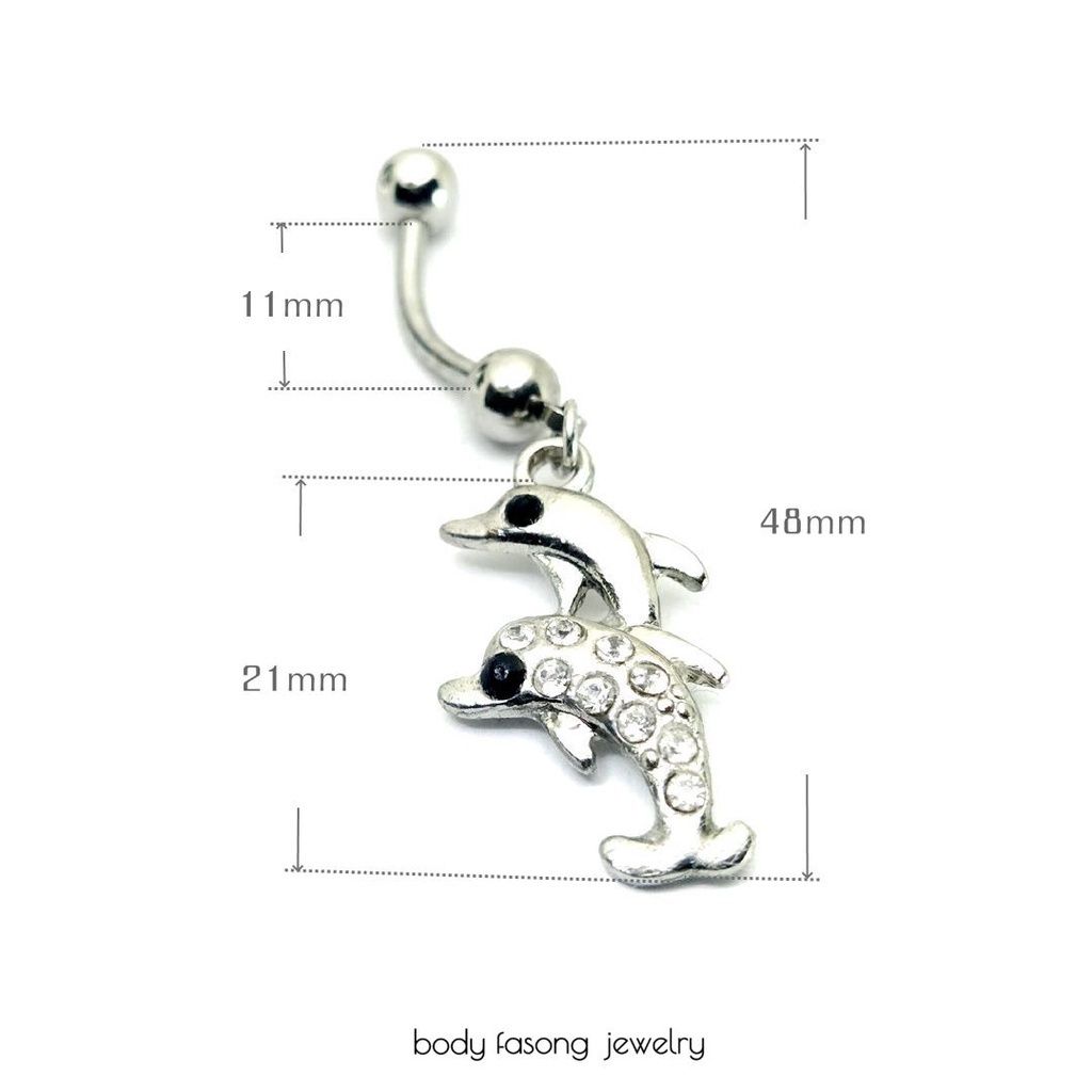 肚臍環 密鑲海豚 尺寸