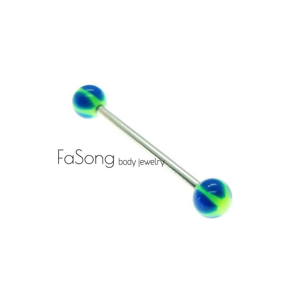 14G馬卡龍星星-舌環 工業環 藍綠