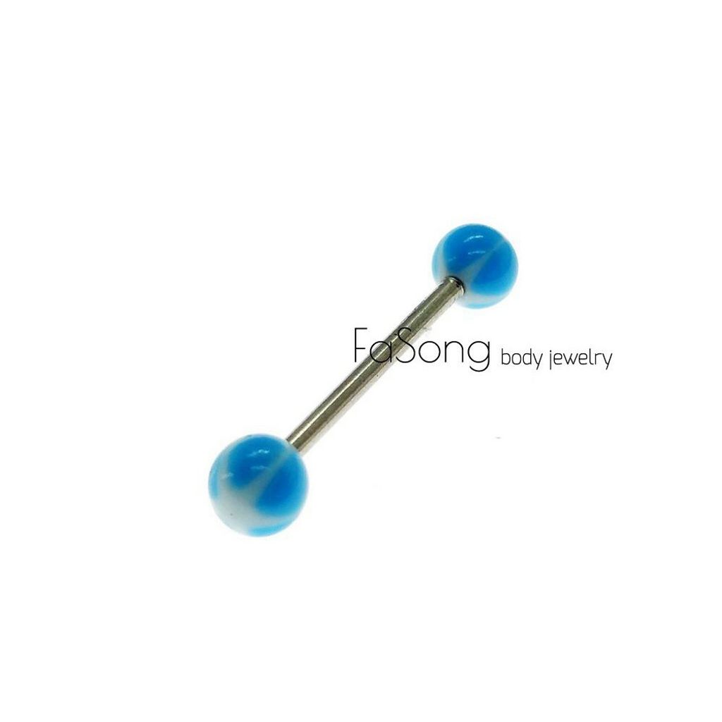 14G馬卡龍星星-舌環 工業環_淡藍