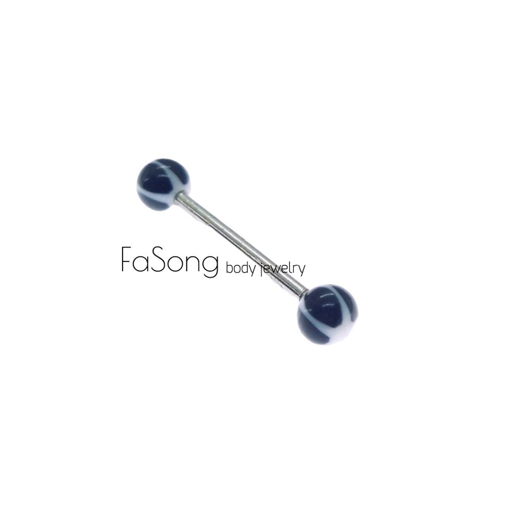 14G馬卡龍星星-舌環 工業環_黑