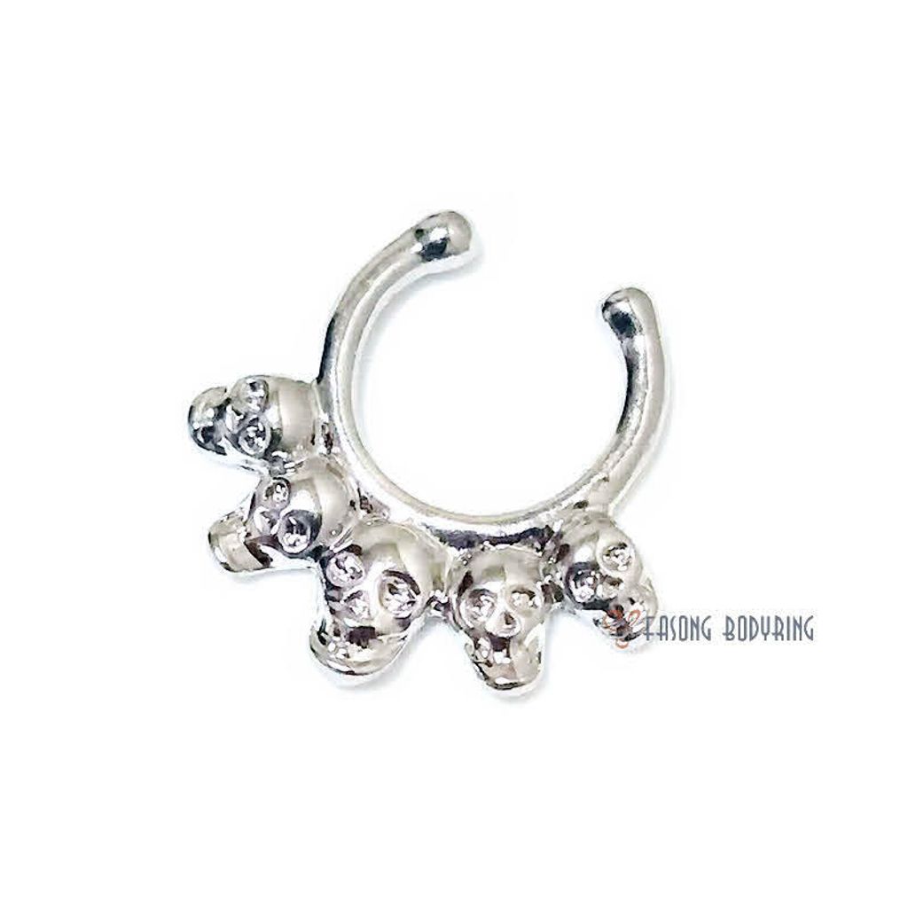 Skull-鼻環-銀色