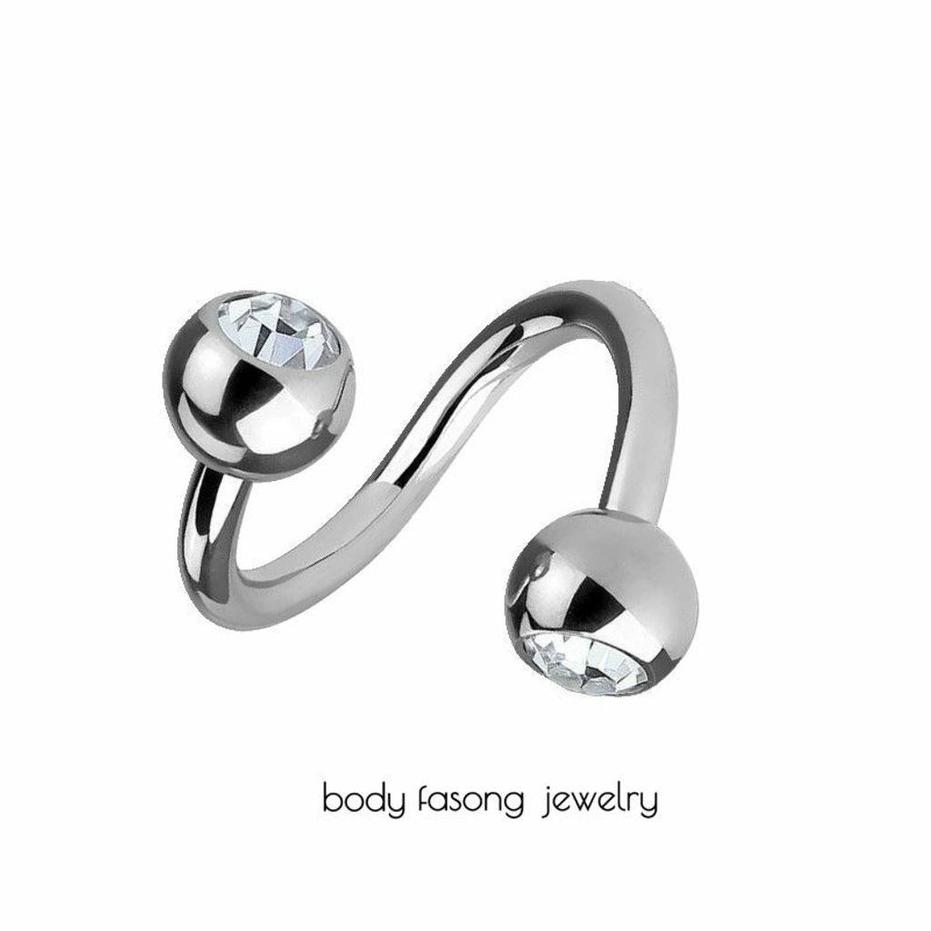 16G 雙鑽 螺旋槓鈴_白