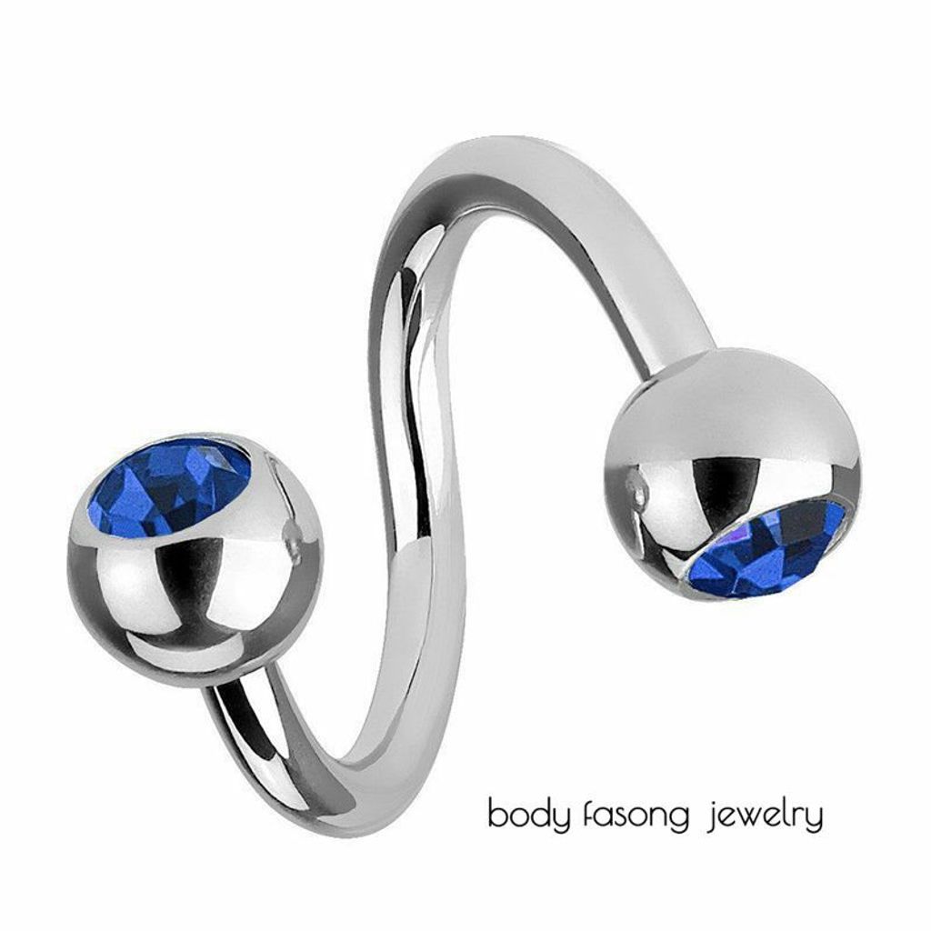 16G 雙鑽 螺旋槓鈴_藍