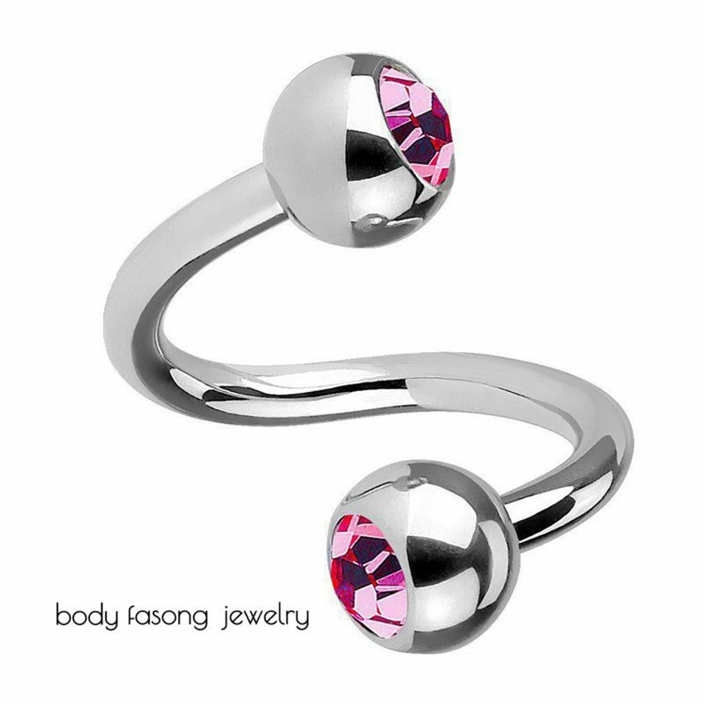 16G 雙鑽 螺旋槓鈴_粉