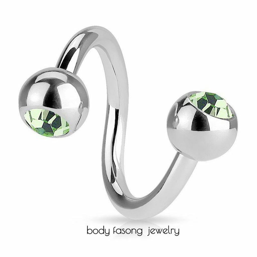16G 雙鑽 螺旋槓鈴_淺綠