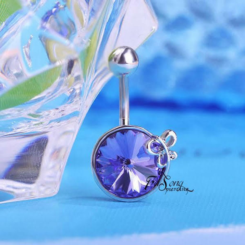 蝶舞晶鋯 肚臍環 藍