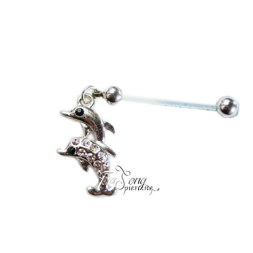 孕婦用肚臍環-嬉遊海豚 超長