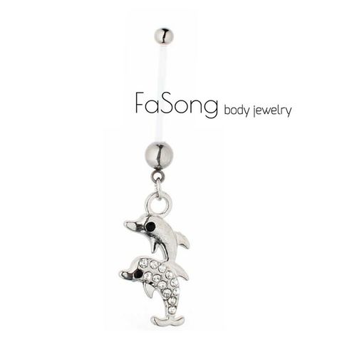 孕婦用肚臍環-嬉遊海豚 超長